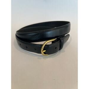 Full Grain Leather Men's Belt Black Solid Brass Buckle Size 38 SG